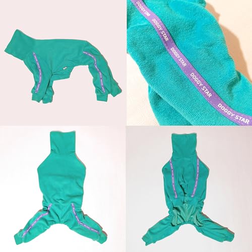 D Doggy Star Italian Greyhound Clothes Stretchy Towel Sports Onesie Outfit Whippet for Dog Coat (3XL / Towel Turquoise)