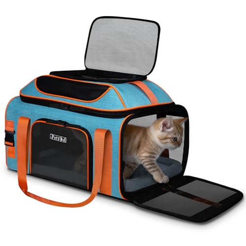 Top Expandable Pet Carrier 19"x13"x9" Airline Approved (Blue)
