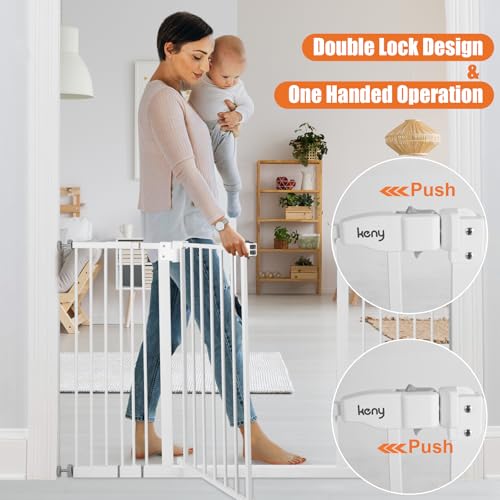 29" 47.3" Extra Wide Baby Gate for Stairs (White / 29-47.3"Wide, 30"Tall)