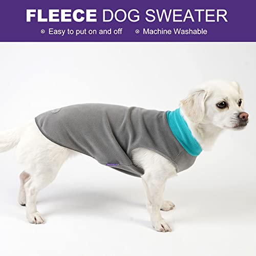 2 Pack Fleece Dog Sweater Pullover Lightweight Reflective Jacket (XXX-Large / 1# Teal & Grey)