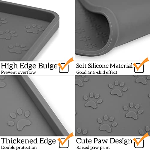 Grey Pet Placemat for Dog and Cat (11.8"L x 11.8"W / Grey)
