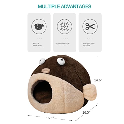 Cat Beds for Indoor Cats (L 16.5'' / brown)
