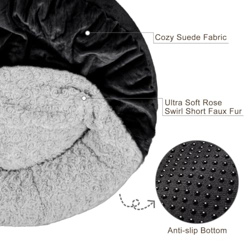 Small Dog Bed Cat Bed with Hooded Blanket (S(23" x 23" x 7") / Black)