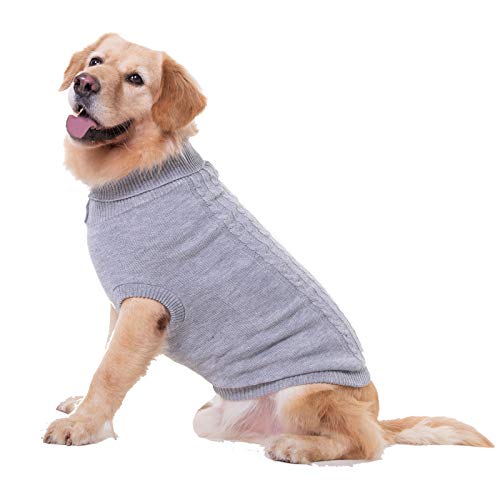Dog Sweater Soft Warm Turtleneck Knitted Clothes for Small Medium Large Pet (Grey / XX-Large)