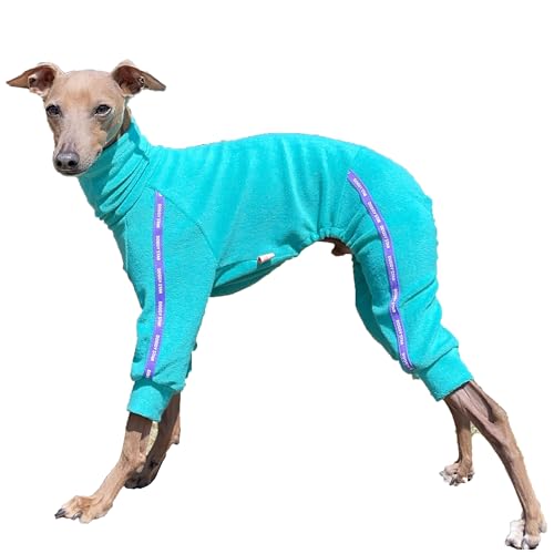 D Doggy Star Italian Greyhound Clothes Stretchy Towel Sports Onesie Outfit Whippet for Dog Coat (2XL / Towel Turquoise)