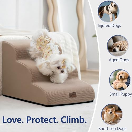 Ramp Dog Stairs for Couch Sofa and Chair 11.8" H (Camel / 2-Step (15.7"D x 15.7"W x 11.8"H))