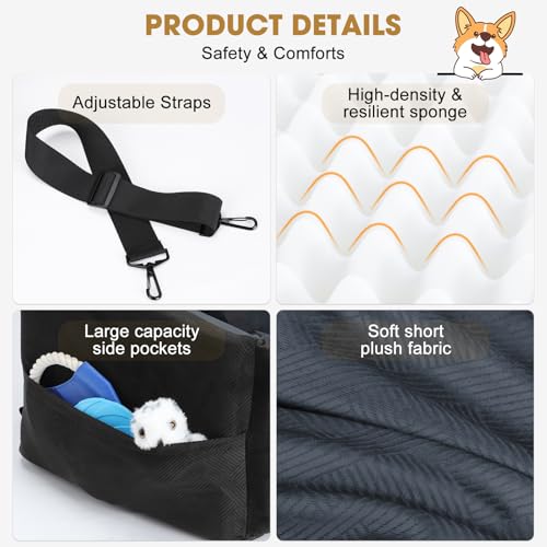 Dog Car Seats for Small Medium Dogs Under 35lbs (Black Dark Grey / Small/Medium)
