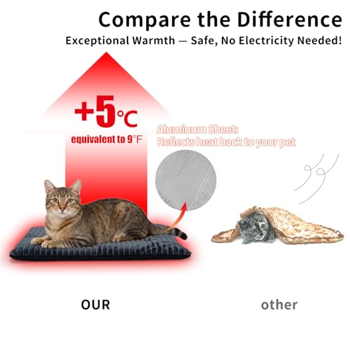 Self Warming Cat Bed Pad 4 Pack 30x20 inches Self (Large-4 Pack / Grey)