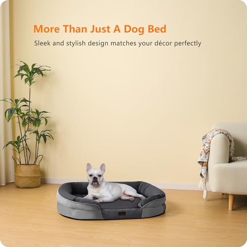 Orthopedic Waterproof Medium Dog Bed Sofa (Medium(28 x 21 x 5.5 inch) / Dark Grey)