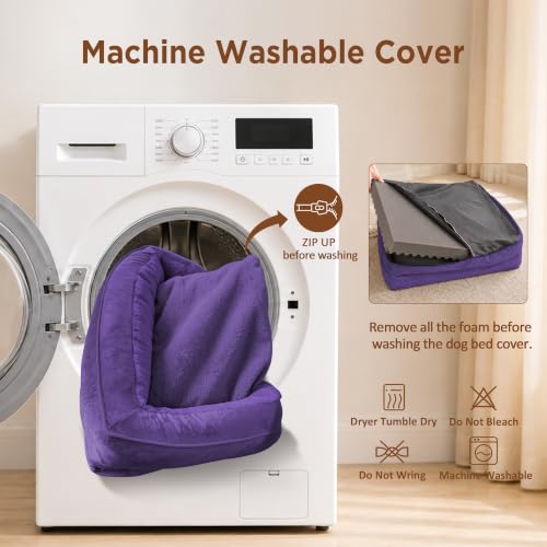 Waterproof Orthopedic Dog Bed for Extra Large Dogs (42.0"L x 30.0"W x 8.5"Th / Deep Purple)