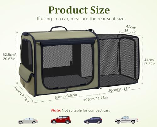 Dog Car Carrier Light Weight (Green(Expandable) / 24.0"L x 17.7"W x 20.5"H)