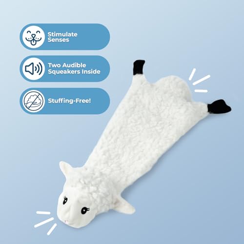 2-in-1 Stuffless Squeaky Dog Toy - Sheep, Small (Sheep / Small)