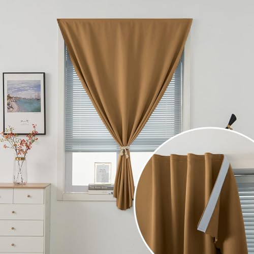 Self Adhesive Curtains (35"W x 71"L (Pack of 1) / Brown)