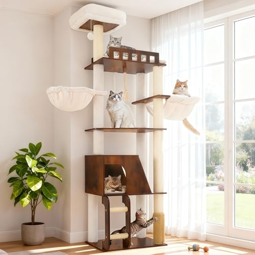Wooden Cat Tree (Rustic Brown)