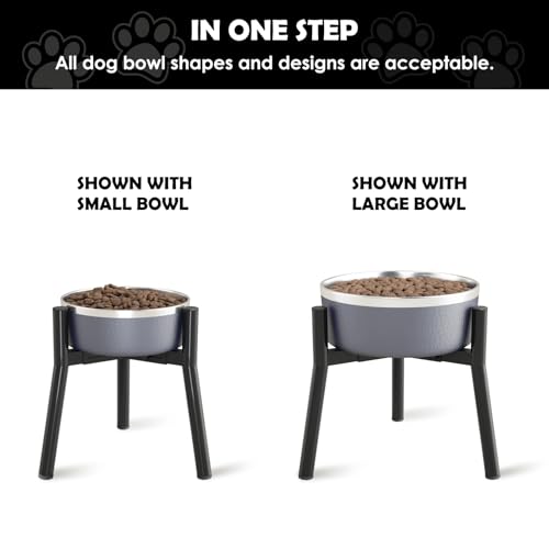 Adjustable Dog Bowl Stand (Black-HM / Height: 11", Width: 7-10.6")