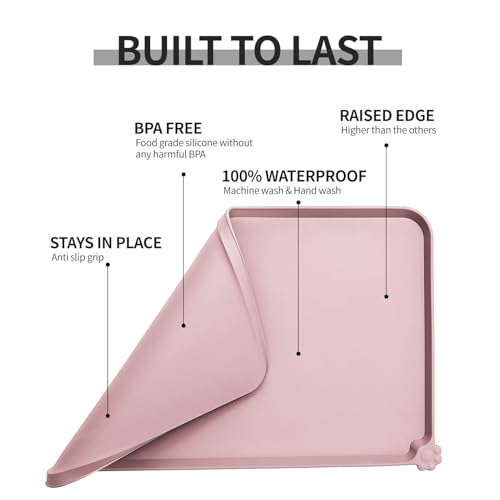Silicone Pet Feeding Mat (Misty Rose / 22" x 14")