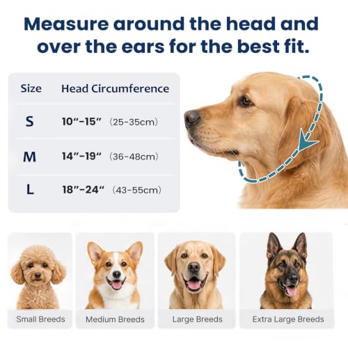 Dog Ear Muffs for Noise Protection Adjustable Ear Wrap Dark Red S (Dark Red - S / Small)