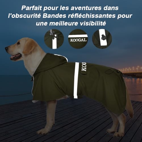 Dog Raincoat Waterproof Hooded (Green / 4XL-Fit for 50 to 77 pounds)
