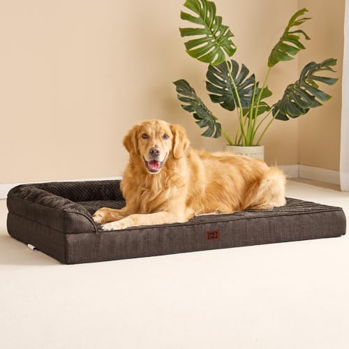 XL Dog Bed Memory Foam for Crate (Brown / 41.0"L x 27.0"W x 6.5"Th)