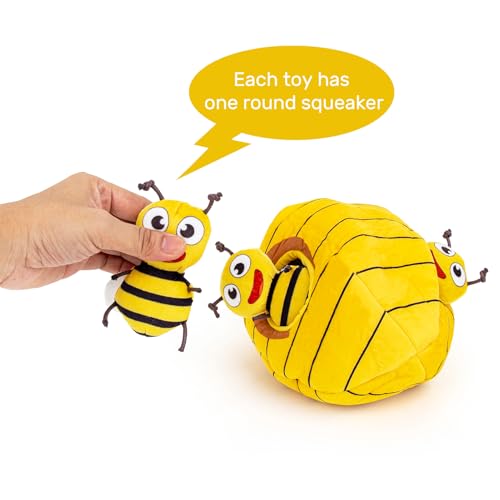 Squeaky Hide and Seek Dog Toys for Small and Medium Dogs (Bees)