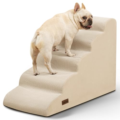 Dog Stairs for High Bed (Beige / Standard 5-Step 22.2"H)