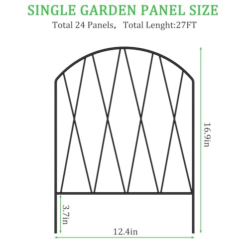 24 Pack Decorative Garden Fence Animal Barrier (24 Pack,24.8ft (L) x 15.9in (H))