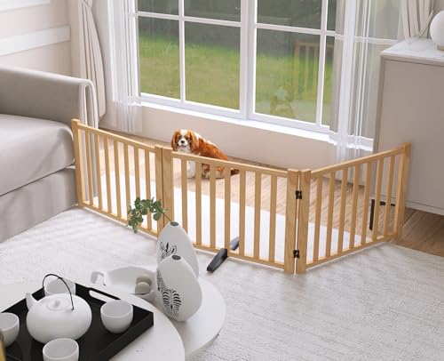 Non Painted Wooden Freestanding Dog Gates (【3 Panel】-16.9“ H)