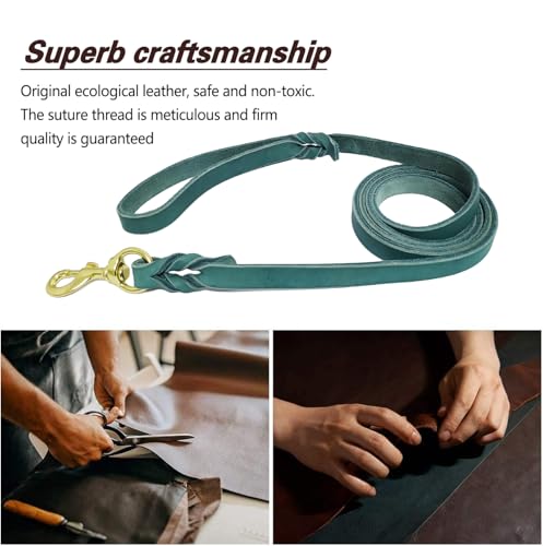 Leather Dog Leash 6ft x 3 (6 ft x 3/4 inch / Blue)