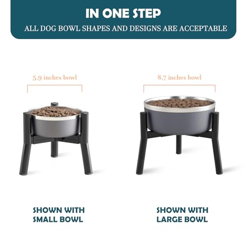 Adjustable Elevated Dog Bowls Stand Compatible with 5.9 to 8.7 inch Wide Raised Stand with Metal Material for Medium and Small Sized Dogs (Black-HS / Height: 7.8", Width: 5.9-8.7")