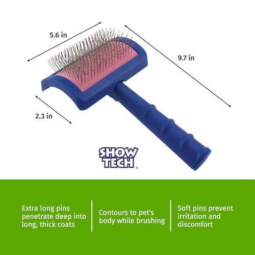 Tuffer Than Tangles Slicker Brush for Dog Grooming with Long (Medium Size Regular Pins)