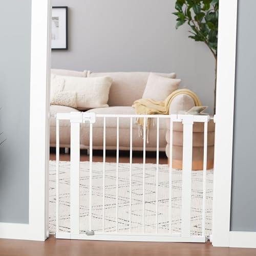 Easy Install Walk Thru Baby Gate for Doorway With Door (1-Pack / 29" to 38" Wide x 28" Tall / White)