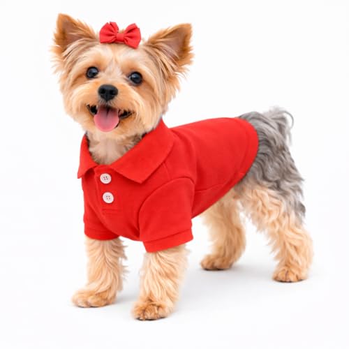 Basic Dog Polo Shirts Premium Cotton (S (-9lbs) / Red)