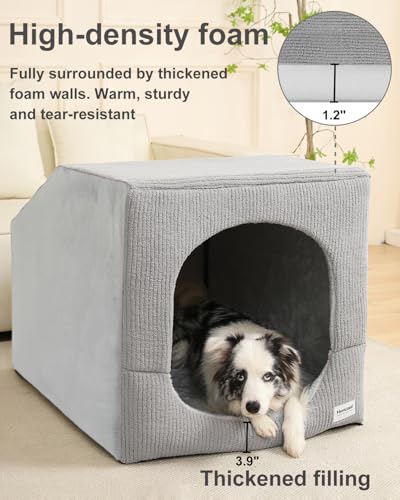 Indoor Dog House Large Sized Dog Tent with Covered Dog Bed 36x26in (X-Large (36"L x 26"W x 26"Th))