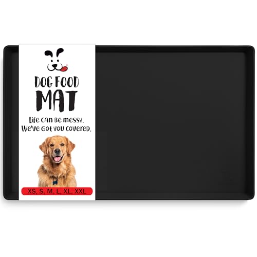 Dog Food Mat Waterproof Dog Bowl Mat for Food and Water (28"L x 18"W / Black)