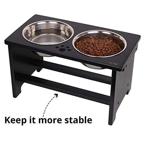 Elevated Dog Bowl Stand with 2 Stainless Steel Bowls (large-10"tall,48 Oz bowl / Black)