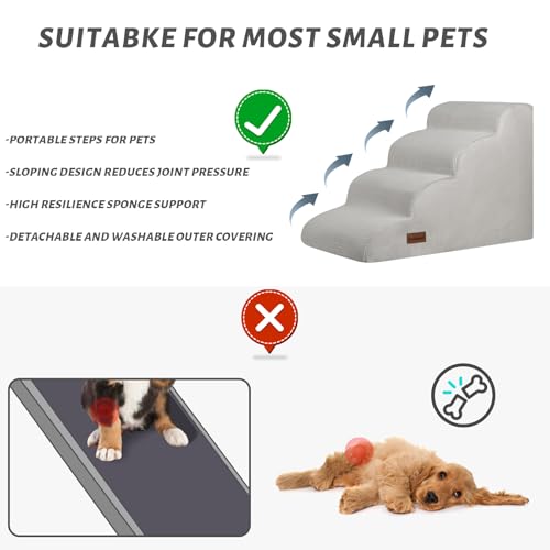 Dog Steps for Bed or Couch (Light Grey / Standard 4-Step 17.4"H)