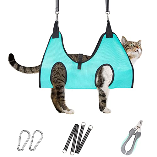 Cat Grooming Hammock (XS for Cats & Tiny Dogs 15LB / Green)