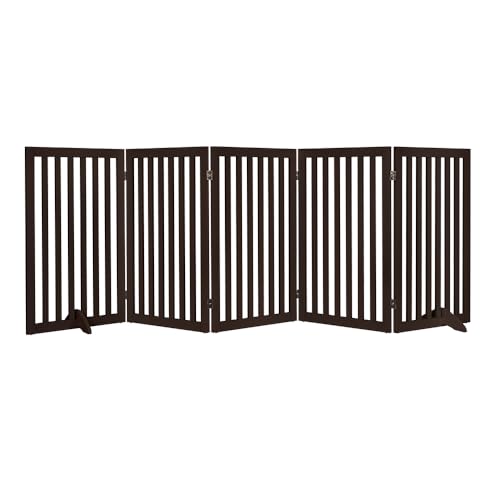 36”H Free Standing Pet Gate for Dog Cat (Espresso / 100"W×36"H)