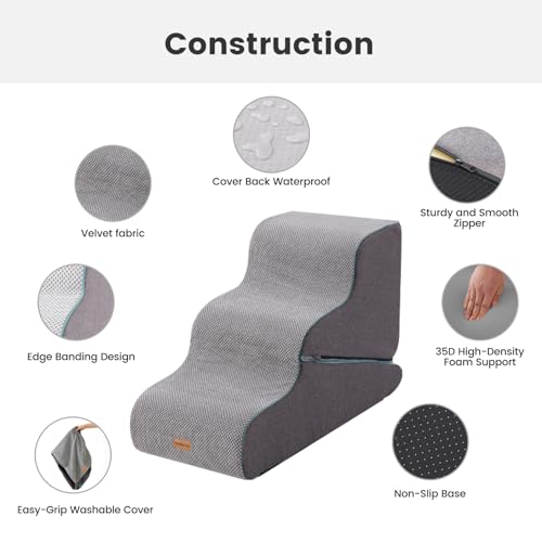 Dog Stairs for Small Dogs 22.4" H (Grey / Large 2 in 1 15.7"x34.25"x22.4")