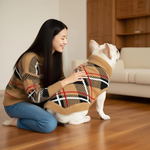 Fall Dog Sweater for Small Medium Large Dogs (Beige / Small(Back Length 12"))