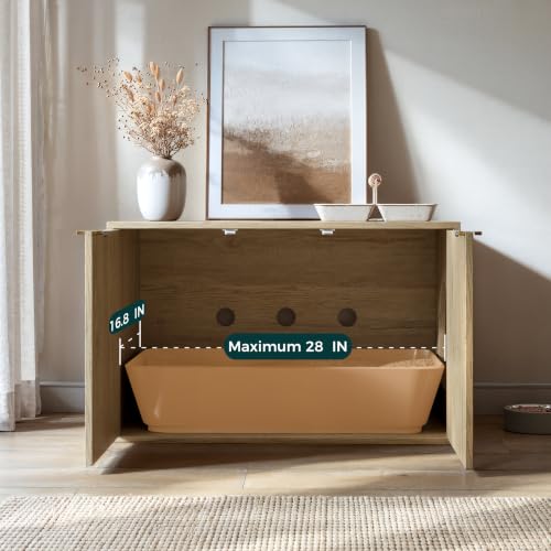 31.5" Cat Litter Box Enclosure Furniture (Oak)