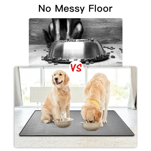 48" x 32" XXXL Largest Pet Food Mat (Light Gray / 48"L x 32"W)