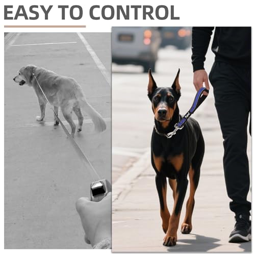 Reflective Short Dog Leashes 3 Pack for Walking and Training (Blue / 1FT+1.5FT+2.5FT)