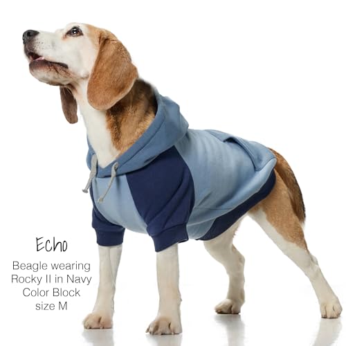 Rocky II Dog Hoodie (Navy Color Block / X-Small (5-12 lbs))