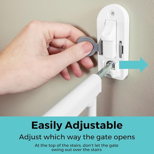 Toddleroo Easy Swing & Lock Baby Gate for Top of Stairs (White / 31" Tall)