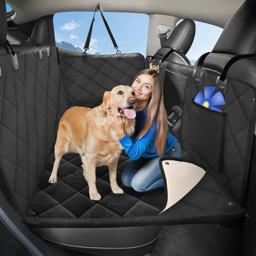 Hard Bottom Dog Car Seat Cover for Back Seat (L - For Cars/ Mid-Size SUV/ Small Truck / Carbon Black)