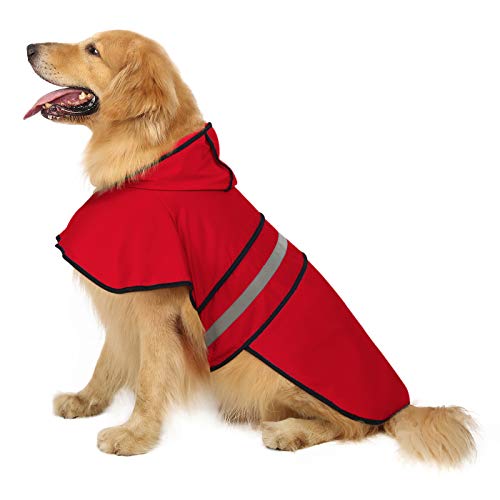 Dog Raincoat with Hood & Leash Hole S (X-Large / Red)