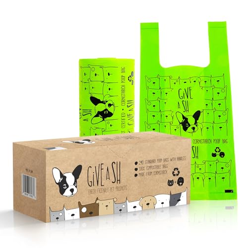 Certified Home Compostable Dog Poop Bags with Handles (1 Count (Pack of 240))