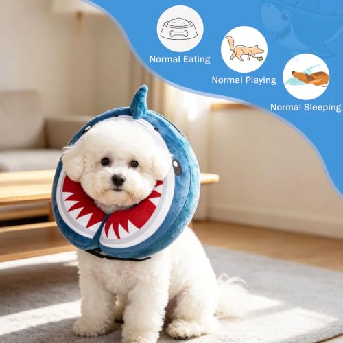 Dog Cone Alternative After Surgery for Small Medium Large Dogs (Blue Shark / XS(Neck 9.5"-11.5"))