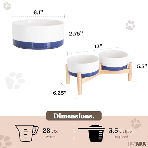 Elevated Ceramic Dog Bowls (Blue)